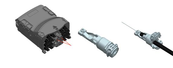 plugs their connector into one side