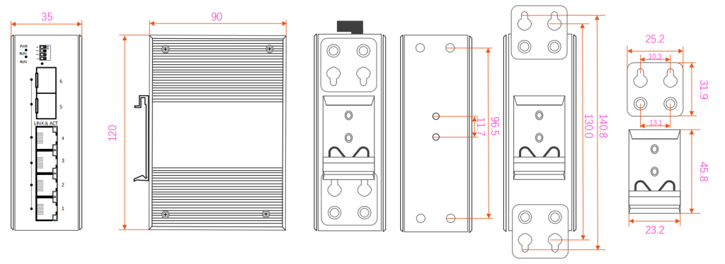 4 port industrial managed switches diagram