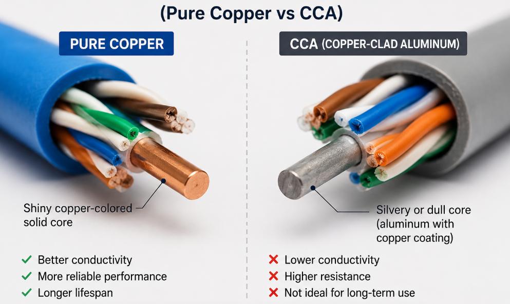 Copper-Clad Aluminum (CCA) vs pure copper